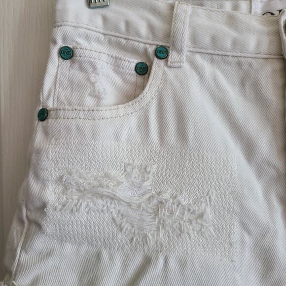 ONE BY ONETEASPOON Hawks Relaxed High Rise Twisted Cuff Hem Denim Shorts‎ 26 - Picture 5 of 12